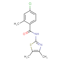 Chemical structure of 4-chloro-N-(4,5-dimethyl-1,3-thiazol-2-yl)-2-methylbenzamide - CSSB02006836037
