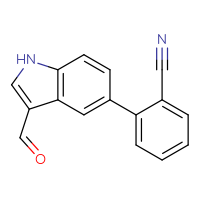 Chemical structure of 2-(3-formyl-1H-indol-5-yl)benzonitrile - CSSB06580729523