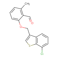 Chemical structure of 2-[(7-chloro-1-benzothiophen-3-yl)methoxy]-6-methylbenzaldehyde - CSSB21349267316