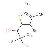 Chemical structure of 1-(3-bromo-4,5-dimethylthiophen-2-yl)-2,2-dimethylpropan-1-ol - CSSB02496177233