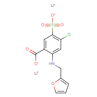 Chemical structure of dilithium(1+) 4-chloro-2-{[(furan-2-yl)methyl]amino}-5-sulfonatobenzoate - CSSB00138557892
