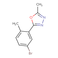 Chemical structure of 2-(5-bromo-2-methylphenyl)-5-methyl-1,3,4-oxadiazole - CSSB00012257478
