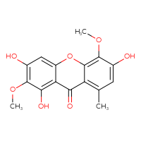 Chemical structure of 1,3,6-trihydroxy-2,5-dimethoxy-8-methyl-9H-xanthen-9-one - CSSB00137410725