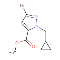 Chemical structure of methyl 3-bromo-1-(cyclopropylmethyl)-1H-pyrazole-5-carboxylate - CSSB02495809432