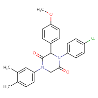 Chemical structure of 4-(4-chlorophenyl)-1-(3,4-dimethylphenyl)-3-(4-methoxyphenyl)piperazine-2,5-dione - CSSB00121597981
