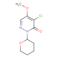 Chemical structure of 4-chloro-5-methoxy-2-(oxan-2-yl)-2,3-dihydropyridazin-3-one - CSSB00010191908