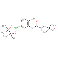 Chemical structure of 1-[2-methyl-5-(4,4,5,5-tetramethyl-1,3,2-dioxaborolan-2-yl)phenyl]-3-[(3-methyloxetan-3-yl)methyl]urea - CSSB21245997011
