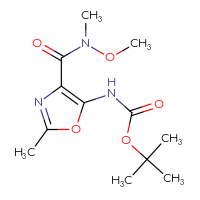 Chemical structure of tert-butyl N-{4-[methoxy(methyl)carbamoyl]-2-methyl-1,3-oxazol-5-yl}carbamate - CSSB01148880525