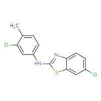 Chemical structure of 6-chloro-N-(3-chloro-4-methylphenyl)-1,3-benzothiazol-2-amine - CSSB00020652152