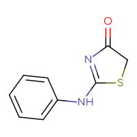 Chemical structure of 2-(phenylamino)-4,5-dihydro-1,3-thiazol-4-one - CSSB00000009900