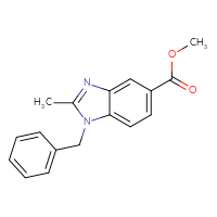 Chemical structure of methyl 1-benzyl-2-methyl-1H-1,3-benzodiazole-5-carboxylate - CSSB00010726124