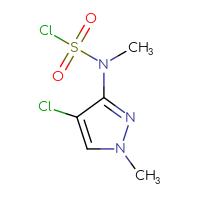 Chemical structure of N-(4-chloro-1-methyl-1H-pyrazol-3-yl)-N-methylsulfamoyl chloride - CSSB15014907498