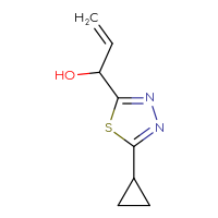 Chemical structure of 1-(5-cyclopropyl-1,3,4-thiadiazol-2-yl)prop-2-en-1-ol - CSSB20647526024
