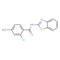 Chemical structure of N-(1,3-benzothiazol-2-yl)-2-chloro-4-methylbenzamide - CSSB00104464307