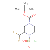 Chemical structure of tert-butyl 4-(chlorosulfonyl)-3-(difluoromethyl)piperazine-1-carboxylate - CSSB03552009048