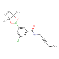 Chemical structure of 3-chloro-N-(pent-2-yn-1-yl)-5-(4,4,5,5-tetramethyl-1,3,2-dioxaborolan-2-yl)benzamide - CSSB03568791650