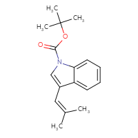Chemical structure of tert-butyl 3-(2-methylprop-1-en-1-yl)-1H-indole-1-carboxylate - CSSB00010419856