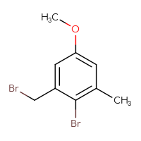 Chemical structure of 2-bromo-1-(bromomethyl)-5-methoxy-3-methylbenzene - CSSB00010068733