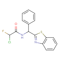 Chemical structure of N-[(1,3-benzothiazol-2-yl)(phenyl)methyl]-2-chloro-2-fluoroacetamide - CSSB21332052682