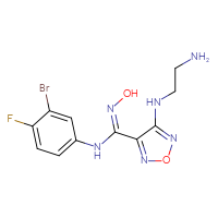 Chemical structure of (E)-4-[(2-aminoethyl)amino]-N-(3-bromo-4-fluorophenyl)-N'-hydroxy-1,2,5-oxadiazole-3-carboximidamide - CSSB00134618200