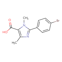 Chemical structure of 2-(4-bromophenyl)-1,4-dimethyl-1H-imidazole-5-carboxylic acid - CSSB02516459554