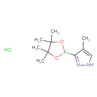 Chemical structure of 4-methyl-3-(4,4,5,5-tetramethyl-1,3,2-dioxaborolan-2-yl)-1H-pyrazole hydrochloride - CSSB00160468893
