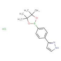 Chemical structure of 3-[4-(4,4,5,5-tetramethyl-1,3,2-dioxaborolan-2-yl)phenyl]-1H-pyrazole hydrochloride - CSSB02495338555