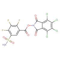Chemical structure of 4,5,6,7-tetrachloro-1,3-dioxo-2,3-dihydro-1H-isoindol-2-yl 2,3,4-trifluoro-5-sulfamoylbenzoate - CSSB20270035173