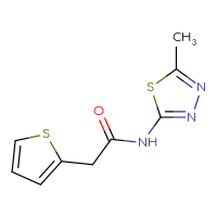 Chemical structure of N-(5-methyl-1,3,4-thiadiazol-2-yl)-2-(thiophen-2-yl)acetamide - CSSB00035359995
