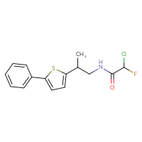 Chemical structure of 2-chloro-2-fluoro-N-[2-(5-phenylthiophen-2-yl)propyl]acetamide - CSSB21332054797