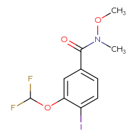 Chemical structure of 3-(difluoromethoxy)-4-iodo-N-methoxy-N-methylbenzamide - CSSB01395049143