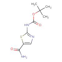 Chemical structure of tert-butyl N-(5-carbamoyl-1,3-thiazol-2-yl)carbamate - CSSB00113644348