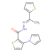 Chemical structure of 3-(1H-pyrrol-1-yl)-N'-[1-(thiophen-2-yl)ethylidene]thiophene-2-carbohydrazide - CSSB02125604170