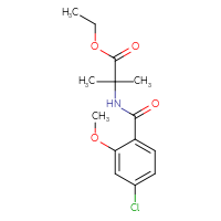 Chemical structure of ethyl 2-[(4-chloro-2-methoxyphenyl)formamido]-2-methylpropanoate - CSSB02038642347