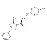 Chemical structure of 1-[4-methyl-2-(pyridin-3-yl)-1,3-thiazol-5-yl]-3-[(4-methylphenyl)amino]prop-2-en-1-one - CSSB02125604016