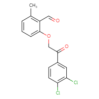 Chemical structure of 2-[2-(3,4-dichlorophenyl)-2-oxoethoxy]-6-methylbenzaldehyde - CSSB21349267890