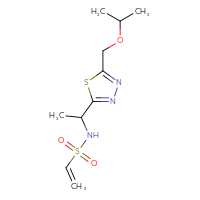 Chemical structure of N-(1-{5-[(propan-2-yloxy)methyl]-1,3,4-thiadiazol-2-yl}ethyl)ethene-1-sulfonamide - CSSB21332102418
