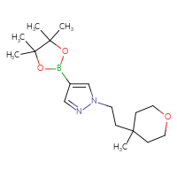 Chemical structure of 1-[2-(4-methyloxan-4-yl)ethyl]-4-(4,4,5,5-tetramethyl-1,3,2-dioxaborolan-2-yl)-1H-pyrazole - CSSB20565892703