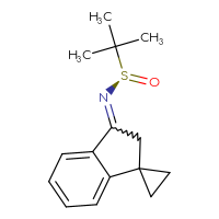 Chemical structure of (R)-N-{2',3'-dihydrospiro[cyclopropane-1,1'-inden]-3'-ylidene}-2-methylpropane-2-sulfinamide - CSSB15021918302