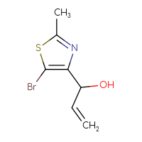 Chemical structure of 1-(5-bromo-2-methyl-1,3-thiazol-4-yl)prop-2-en-1-ol - CSSB00153536749
