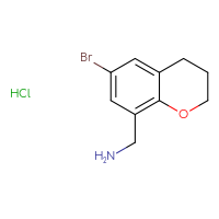 Chemical structure of 1-(6-bromo-3,4-dihydro-2H-1-benzopyran-8-yl)methanamine hydrochloride - CSSB14901603595
