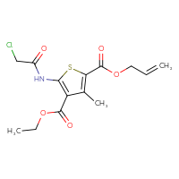 Chemical structure of 4-ethyl 2-prop-2-en-1-yl 5-(2-chloroacetamido)-3-methylthiophene-2,4-dicarboxylate - CSSB00000682646
