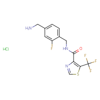Chemical structure of N-{[4-(aminomethyl)-2-fluorophenyl]methyl}-5-(trifluoromethyl)-1,3-thiazole-4-carboxamide hydrochloride - CSSB00161156060