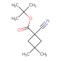 Chemical structure of tert-butyl 1-cyano-3,3-dimethylcyclobutane-1-carboxylate - CSSB00025771360
