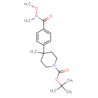 Chemical structure of tert-butyl 4-{4-[methoxy(methyl)carbamoyl]phenyl}-4-methylpiperidine-1-carboxylate - CSSB21151590046