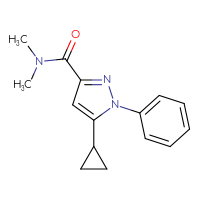 Chemical structure of 5-cyclopropyl-N,N-dimethyl-1-phenyl-1H-pyrazole-3-carboxamide - CSSB15071794829