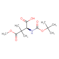 Chemical structure of (2S)-2-{[(tert-butoxy)carbonyl]amino}-4-methoxy-3,3-dimethyl-4-oxobutanoic acid - CSSB17484886394