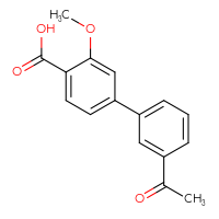 Chemical structure of 3'-acetyl-3-methoxy-[1,1'-biphenyl]-4-carboxylic acid - CSSB00150701781
