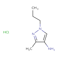 Chemical structure of 3-methyl-1-propyl-1H-pyrazol-4-amine hydrochloride - CSSB00025717935