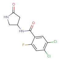 Chemical structure of 4,5-dichloro-2-fluoro-N-(5-oxopyrrolidin-3-yl)benzamide - CSSB06494943365